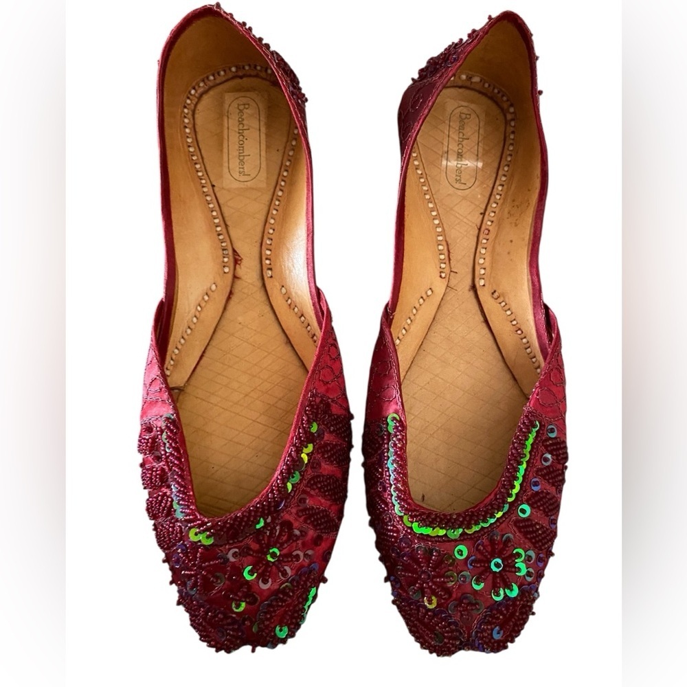 y2k Red Green sequin beaded hand made Khussa flats genie